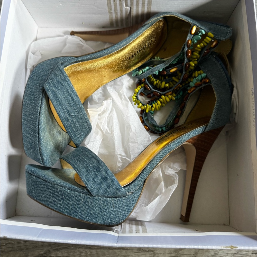 Delicious Denim and Beaded High Heels